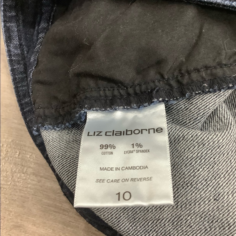 Women's Liz Claiborne 10 M Medium Shorts Jeans Jean Navy Blue Stretch High Rise - Picture 9 of 9